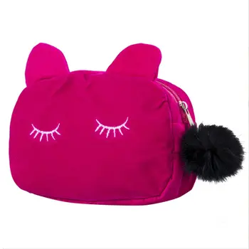 Красотата на козметични органайзер чанта Чист черен Сладък котка щампи Косметичка Модни Дамски Обувки Марка косметичка