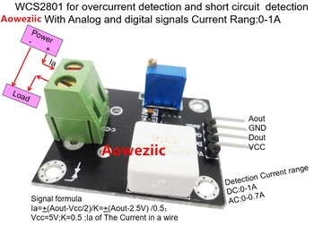  WCS2801 за откриване на претоварване работен ток и късо съединение с аналогови и цифрови сигнали Диапазон на ток: 0-1A 2V / 1A
