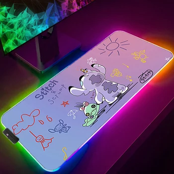  Розово RGB Подложка За Мишка kawaii Бод Карикатура Аниме Детска Скорост LED Геймър Голяма Подложка За Мишка, Клавиатура, Подложка За Мишка RGB Компютърна Маса Мат
