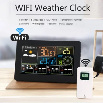 WiFi Метеорологичната Станция Е Приложение За Управление На Умен Изглаждат Време Монитор Вътрешна Външна Температура Влажност Барометрические Функция На Скоростта На Вятъра