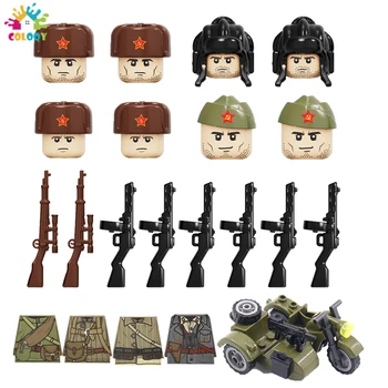  Детски Играчки WW2 Военни Мини Фигурки Строителни Блокове Изискан Дизайн Микс По Желание на Армейските Войници Пистолет Оръжие вашия мотор За Момчета, Подарък