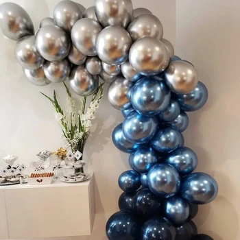  92 бр./компл. 10 инча метални сини сребърни латексови балони тъмно-сини балони арка венец сватбена украса за рожден ден фон
