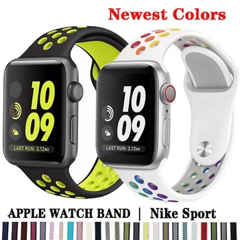  Нов Цветен Силиконов Дишащ Спортен Каишка за Apple Watch SE 6 5 4 3 2 1 42 мм, 38 мм, Гумени Въжета за Apple Watch 5 4 3 40 мм