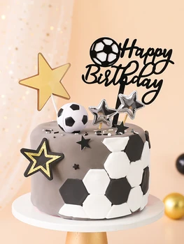  Печене На Честит Рожден Ден Торта Топперы Футбол Спорт Шестоъгълен Футболна Пластмасова Форма За Рязане На Мини Еластични Футболни Украса За Торта