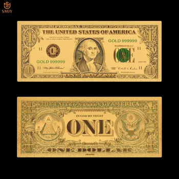  Златна банкнота на САЩ с 1 долар Пари в 24-каратной златна плоча Колекция от Банкноти, както И фалшиви Парични Хартиени Подаръци