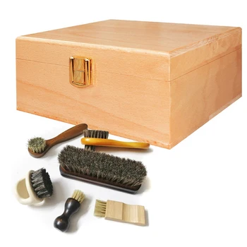  Здрава и устойчива кутия за съхранение на четки за обувки от естествен дървен Сгъваем Инструмент за почистване на Инструментариум Добавете набор от четки за обувки