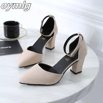  Корейската версия на диви дебели фини обувки с остър пръсти модни удобни обувки на висок ток тенденция пикантни сватбени обувки на висок ток mujer