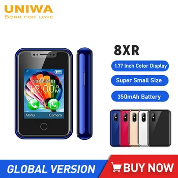  UNIWA 8XR 2G GSM МИНИ-телефон 1,77 инчов сензорен екран Cellphoens MTK6261D с функция на телефона, 350 ма Многоезичен това е една SIM карта