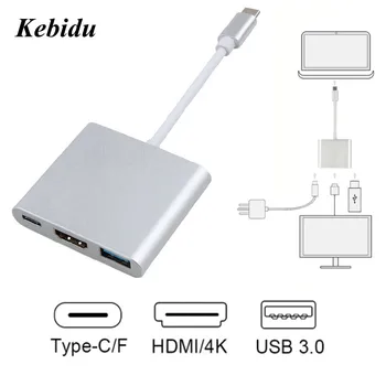  kebidu 2019 Нов 3 в 1 USB-C USB ХЪБ от мъжа към жената USB 3,1 Type-c към USB 3.0 Адаптер за Зареждане на Macbook Air 12 Конвертор