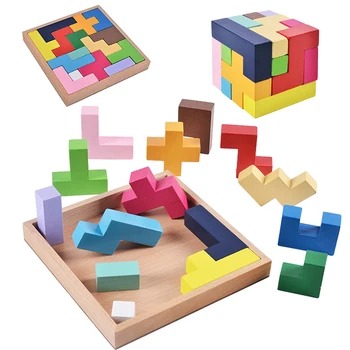  Дървени Детски Изграждане на елементи на Плосък Тайната на взаимодействието на Родителите и на Децата Просвещение Развива Логическото мислене Играчки