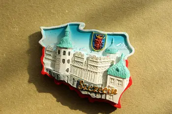  Шчечин, Полша Туристически Туристически Сувенир 3D Смола Декоративен Магнит за Хладилник В Хладилника Занаят Начало Декор