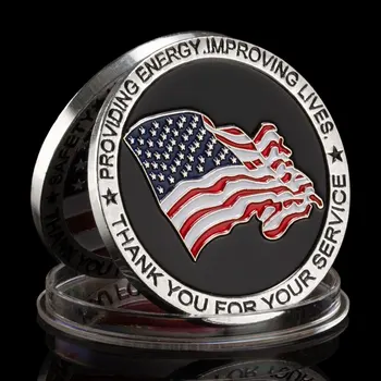 Монета с флага на Сащ колекционерска стойност, които осигуряват енергия, подобряване на живот, Монета на САЩ, сребърно покритие Възпоменателна монета