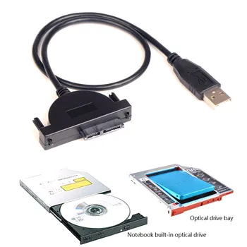  Нов USB 2.0 До 7 + 6 PIN SATA CD-ROM Оптично Устройство Кабел-Адаптер за Преносим Компютър EM88