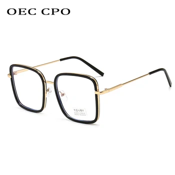  OEC CPO Метална Оптични Рамки За Очила Със Синя Светлина, Дамски Модни Квадратни Очила, Мъжки Прозрачни Лещи, Оптични Рамки За Очила