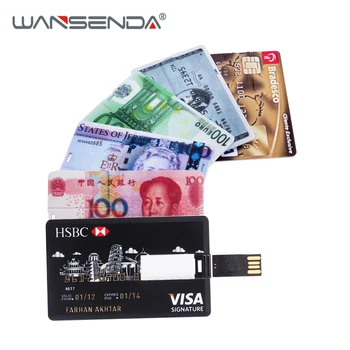  WANSENDA USB Флаш Устройство на Банковата Кредитна Карта Флаш памет 8 GB 16 GB Карта от 32 GB 64 GB 128 GB USB устройство 2,0 Диск Памет