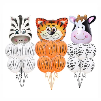  Карикатура на животните латексный балон комбинация тигър, зебра жираф крава балон комбинация детски рожден ден украса балони