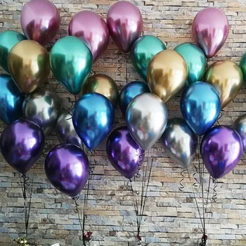  10шт 12-инчови Метални Хромирани Латексови Балони Сватба, Коледа, Рожден Ден Метални Балони Globos Baby Shower Украса Балони