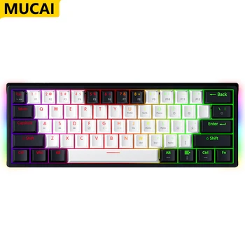  MUCAI MK61 USB Детска Механична Клавиатура Червен Ключ RGB подсветка С Възможност за гореща замяна 61 Клавишите Кабелна Сменяем Кабел