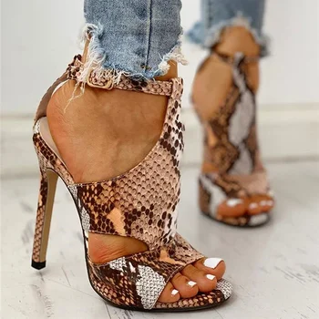  2022 Дамски обувки-лодки, Сватбени обувки с змеиным модел, Сандали, Летни Обувки На нисък ток, луксозни обувки-гладиатори от изкуствена кожа, дамски Дизайнерски Zapatos De Mujer