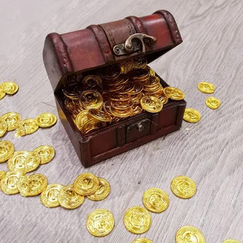  100шт Пиратски златни Монети Хелоуин пластмасови фалшиви златни Хелоуин Коледна украса за дома и децата полза на игри съкровища доставка