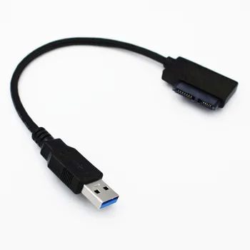  USB3.0 Тънък адаптер, SATA, USB Конвертор за DVD оптичното устройство на лаптопа 7 + 6 Pin 24 см за външен твърд диск, SSD HDD