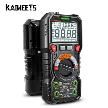  KAIWEETS HT118A НОВ Цифров Мултицет Ture RMS Автоматичен Диапазон Multimetro 1000 В 10A AC DC Ω Hz NCV Измерване на Температурата на напрежението в реално Време