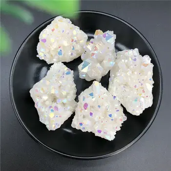  бял естествен кварцов кристал Рядко красива дъга аура quartz crystal клъстер Руда, Минерални Лечебни Проби