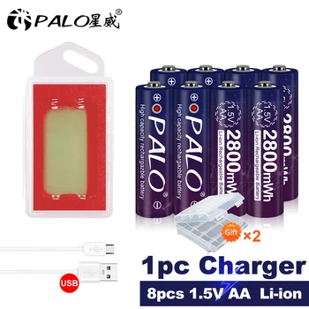  PALO Стабилен Volatge 1,5 AA батерия 2800 МВтч Литиево-йонна батерия Литиева батерия AA от 1,5 Акумулаторна батерия AA