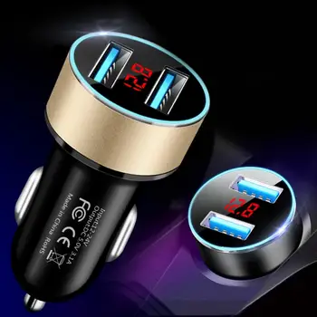  Бързо Зарядно Устройство, USB Адаптер 3.1 A Двоен LCD Дисплей Qucik Авто Авто Мобилен Телефон Бърз 2 Порта