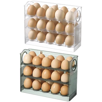 Кутия За Съхранение На Яйца По-Голям Капацитет Трислоен Контейнер За Яйца Лесен За Използване Многофункционален Контейнер За Съхранение На Яйца Органайзер Кутия