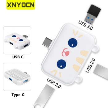  Xnyocn HUB Cartoony Безжична 3 в 1 USB Type C-C Адаптер USB 3.0 Сплитер Аксесоари За Преносими КОМПЮТРИ Lenovo, Macbook Pro 13 14 16
