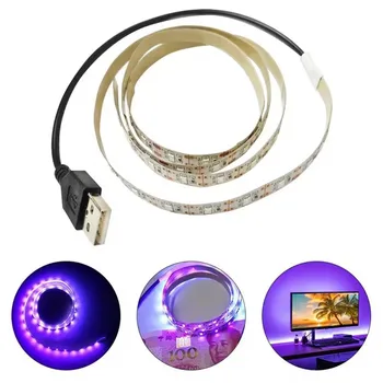  5 В UV Led лента SMD5050 се захранва от USB/С USB ключ, Неводостойкая Лента, Ултравиолетова за DJ Флуоресценция, 395-405нм, Рисувани на тялото