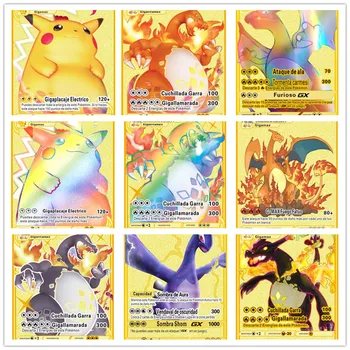  Испански Карти Pokemon Метални Букви Pokemon Оригинални Испански Карти Pokemon Златни Букви Pokemon Метални Карти Pokemon