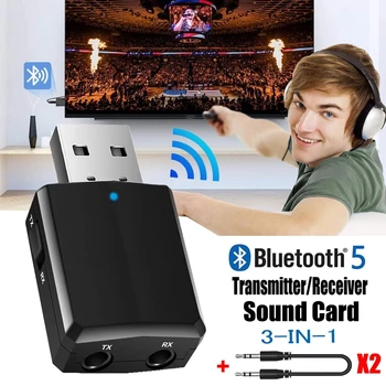  USB Bluetooth 5,0 Предавател Приемник 3 в 1 EDR Адаптер Ключ 3.5 мм AUX за ТЕЛЕВИЗИЯ PC Слушалки за Домашно Стерео Авто HI FI Аудио