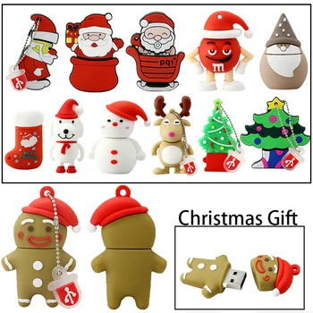  Коледен Елен USB Флаш-Памет и 128 GB Флаш Диск Рисунка на Снежен човек Коледно Дърво, Подаръци 4 GB 8 GB 16 GB 32 GB 64 GB Дядо Коледа Карта