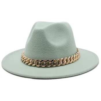  Плодови зелени филц шапки, мъжки шапки, дамски модни квадратни пръстени с катарама аксесоари Панама филц шапки на едро шляпаженская