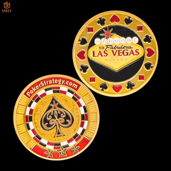  Добре дошли в казино Невада, Лас Вегас PokerStrategy Gold Pocker Card Guard Чип Token Колекция от монети на САЩ и подаръци за партита