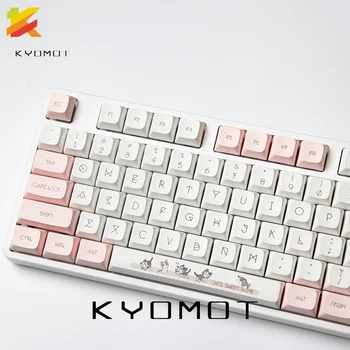  KYOMOT 1 Комплект GMK Chis Cat XDA Profile Keycap PBT Боядисват Sub Сладки Розови Капачки За Ключове За Cherry MX Switch за Поръчка На Механична Клавиатура Ikbc