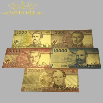  5 са конструирани славна банкноту злато 1,000 2,000 5,000 10,000 20,000 долара Чили в покрият 24-каратово злато за събрание
