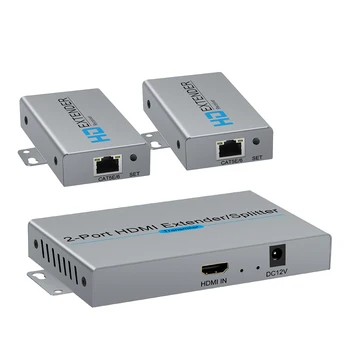  HDMI 1X2 сплитер удължител за кабел cat5e/cat6 HDMI UTP сплитер удължител 1 2 изход HDMI сплитер с пристанища cat5/6 до 60 м