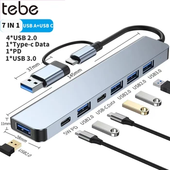  Tebe USB Hub USB Адаптер A + C USB към USB 2,0/3,0 Сплитер SD/TF Четец на карти Многопортовый USB Hub Type-c за Macbook iPad