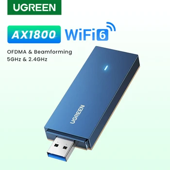  UGREEN AX1800 WiFi Адаптер WiFi6 USB3.0 5G и 2,4 G двойна лента USB WiFi за Windows PC 11 10 Wifi Антена USB Ethernet Мрежова карта
