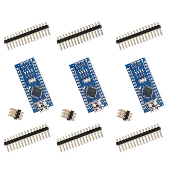  Комплект от 3 теми Arduino Mini Pro Nano V3.0 ATmega328P 5 В 16 Ч Комплект Микроконтролери Без USB кабел за Arduino Nano V3.0