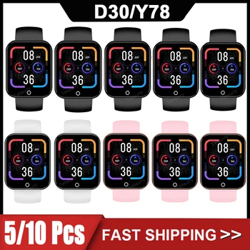  5/10 бр. D30 Смарт Часовници За Мъже Bluetooth Часовници Спорт Фитнес Тракер Крачкомер Y78 Smartwatch за Жени за IOS и Android Xiaomi VS D20