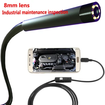  Промишлен ендоскоп 720 P 8 мм Обектив Полужесткий Кабел 8LED Светлина Водоустойчив USB Камера За вашия Телефон Android Windows PC на Ендоскоп