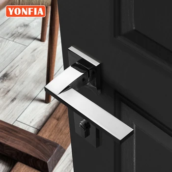  YONFIA 8039 Прост Модерен Дизайн, Квадратна рамка, която Дръжка С Покритие, Заключване За Домашни Врати, Вътрешен Рычажный Система за Заключване на вратите, Монтирани На Розетте За Дървени Врати
