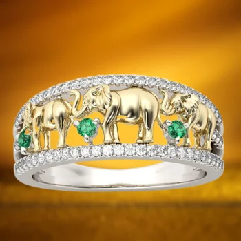  Изискана мода доход дами кухи слон пръстен блестящо животно дами чар благоприятна романтична любов годежен пръстен подарък