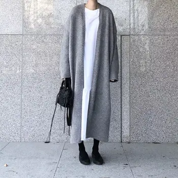  извънгабаритни жилетка с завязками, дамски пуловер, дълъг жена жилетка с дълъг ръкав в корейски стил, есен 2022, есен облекло, черен, плюс размер