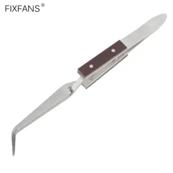  FIXFANS 157 мм Пинсети с Извит Връх, С Кръстосан Ключ на Обратната Пинсети, Дървени Влакнести Дръжка за Бижутери, Поялната Модел, Инструмент 