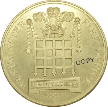  Великобритания Уестминстърското пожар, управление на Хенри Робинс Медал Esp Директор 1816/1817 Златен Лондон Георг III Месингови Копирни Монети
